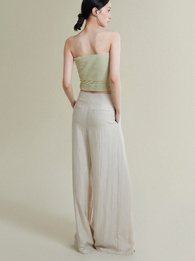 High-Low Drop Waist Wide-Leg Pants