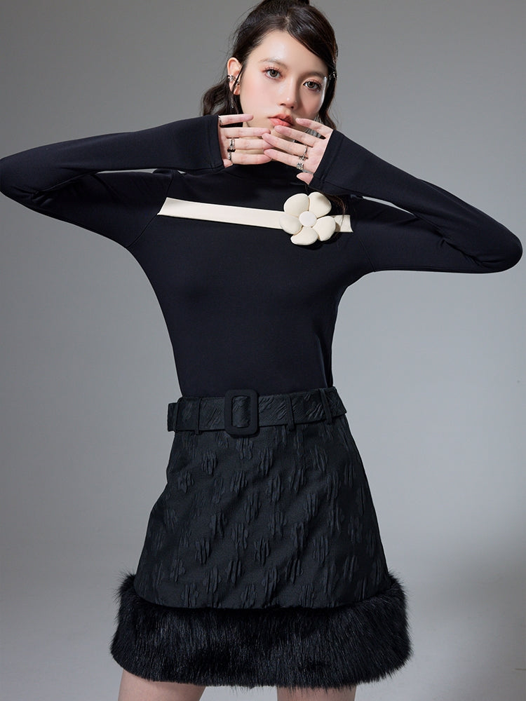 Jacquard Soft Frayed 치마