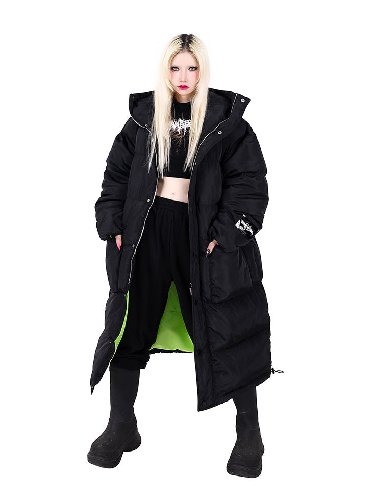 고양이 귀 후드 느슨한 긴면 코트