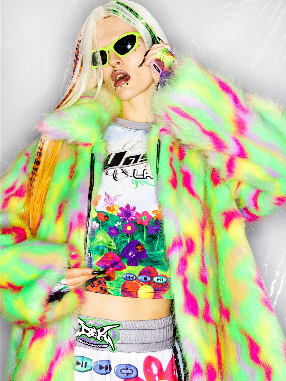 Straße loser Kunstpelzmantel & Hut