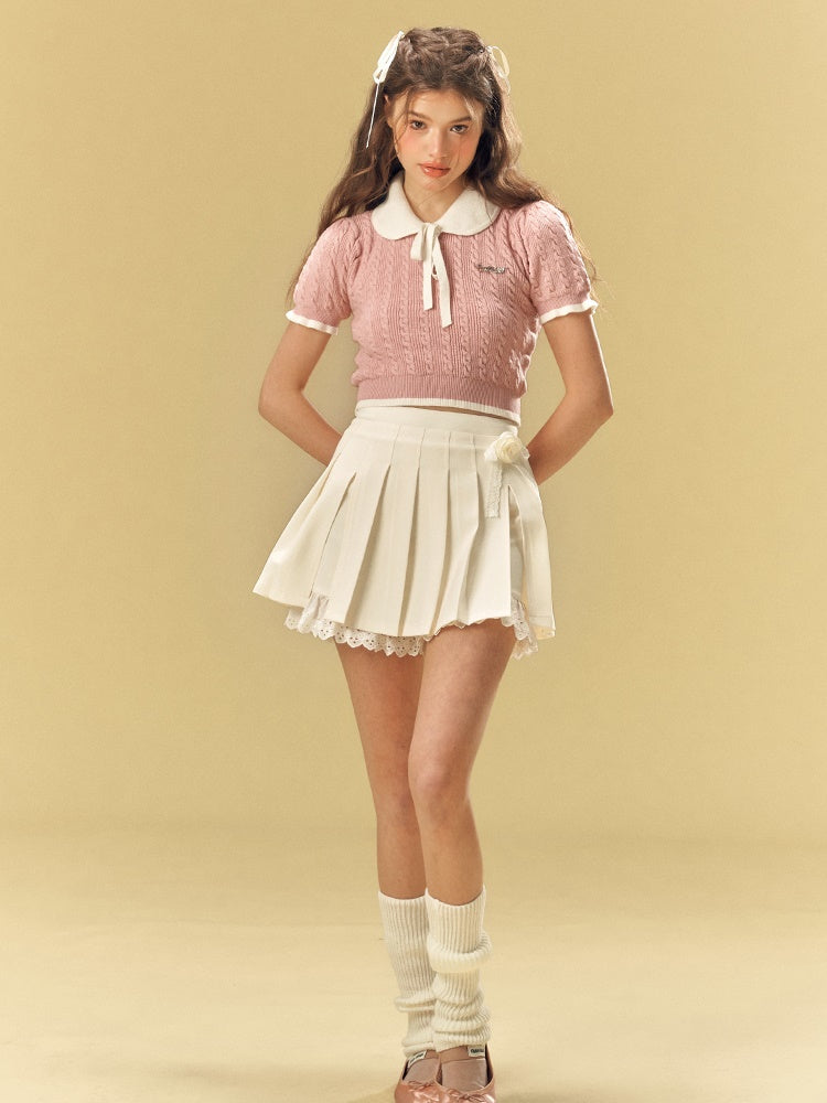 케이블 뜨개질 인형 칼라 상단