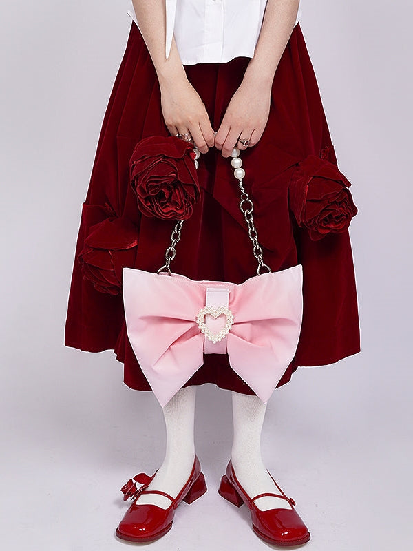 Bow One Shoulder Gradient Pleated Bag