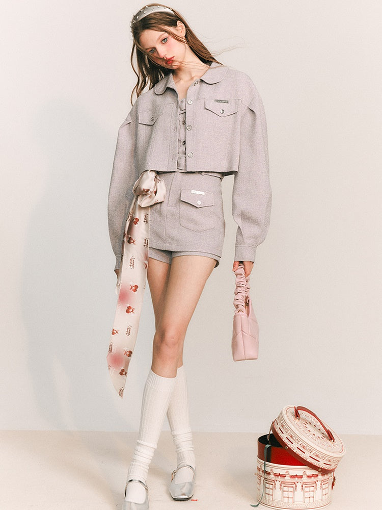 캐주얼 짧은 재킷 및 튜브 탑 & 컬로 테