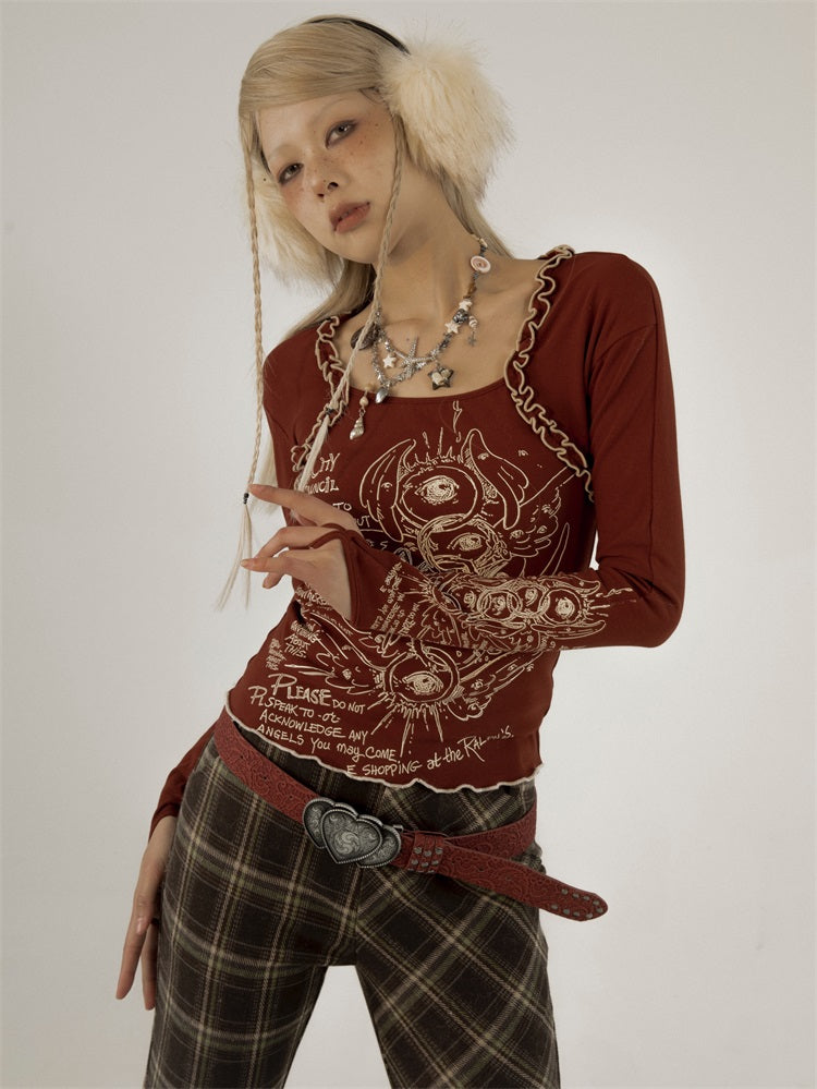 Slim Knitted Printed Bottoming Shirt