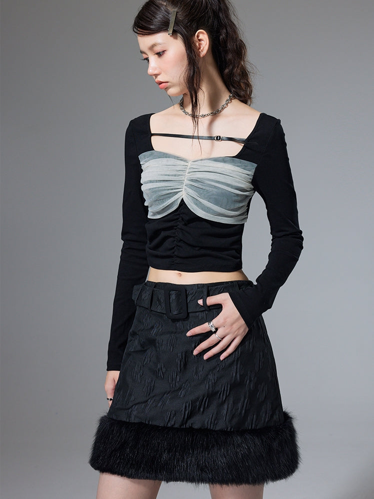 Jacquard Soft Frayed 치마