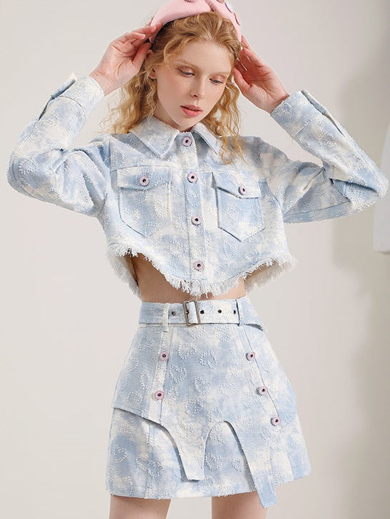 Denim Jacket & Splicing Skirt Setup