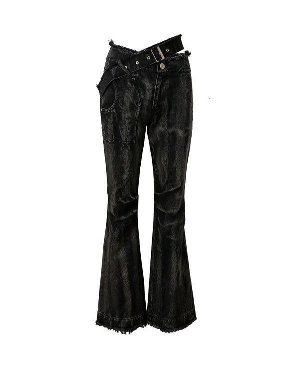 Slim High Waist Denim Micro Pants