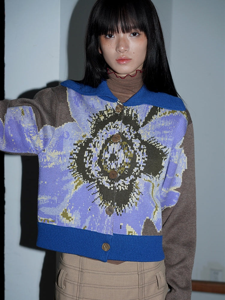 자카드 니트 가디건