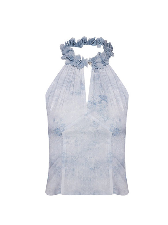 Hanging Neck SleevelessTop & Cake Skirt