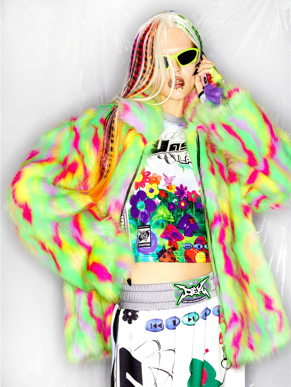 Straße loser Kunstpelzmantel & Hut