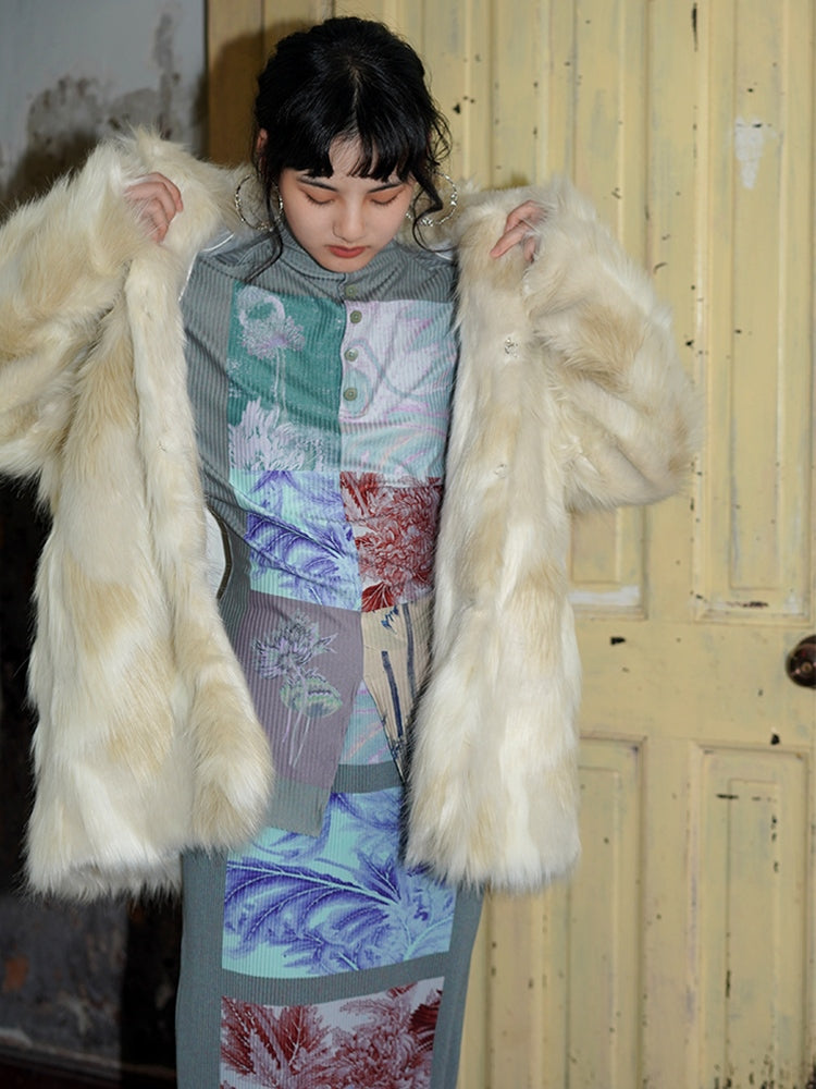 Mid-LENGTH LOOSE FUR COAT