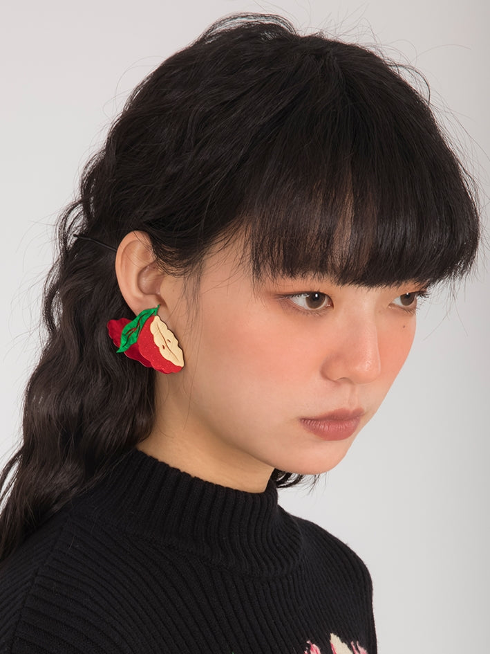 Apple Pattern Asymmetric Earrings