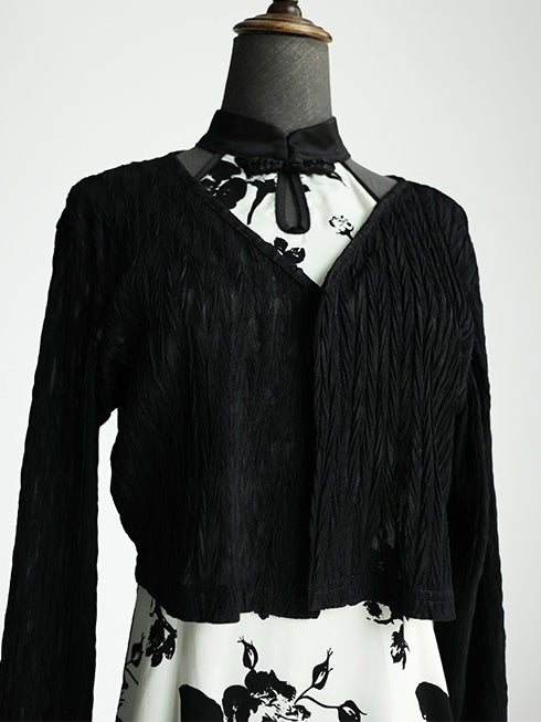 중국 스타일의 인쇄 된 슬리브 스 드레스 & 카디건 셔츠