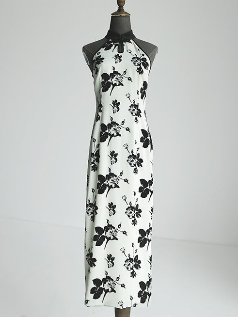 중국 스타일의 인쇄 된 슬리브 스 드레스 & 카디건 셔츠