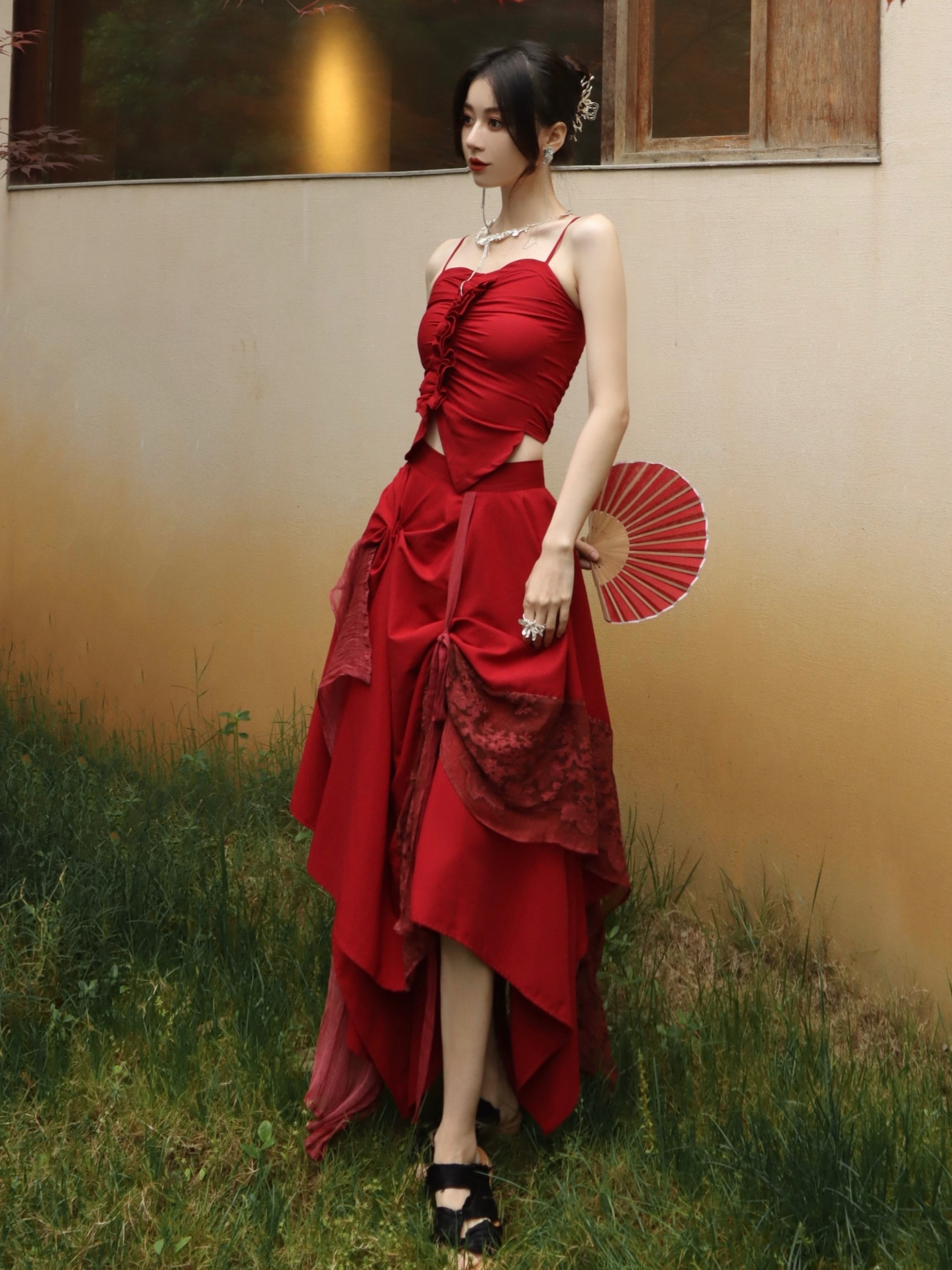 Seidennähte a-line-Spitzenrock