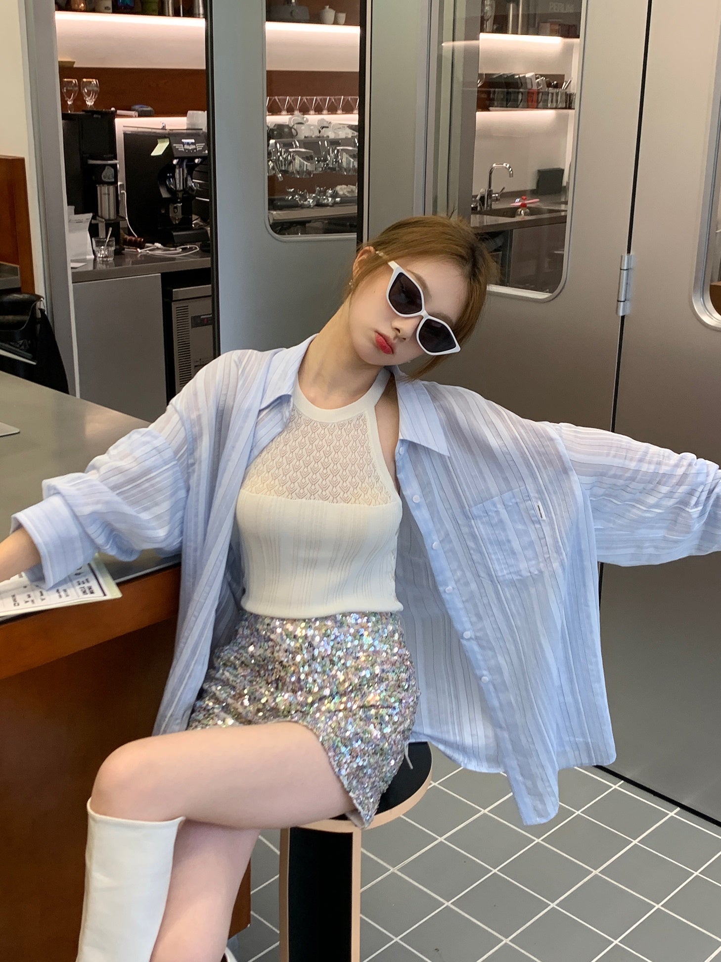 Chemise de protection solaire lâche à manches longues