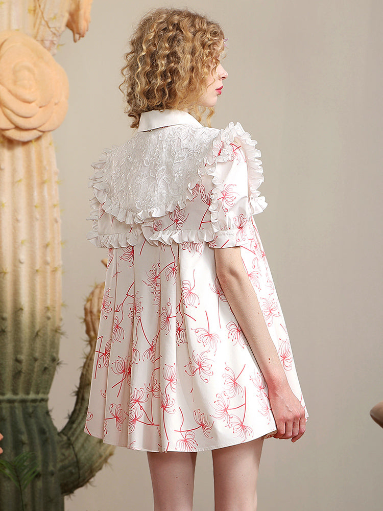 Blumenfrill-Kragen Stickerei Nichi flauschig ein Stück