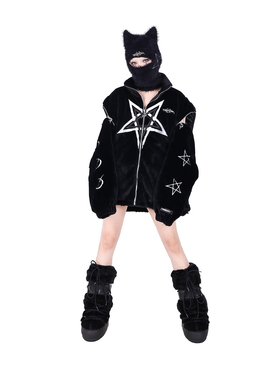Detachable Sleeve Pentagram Embroidered Jacket