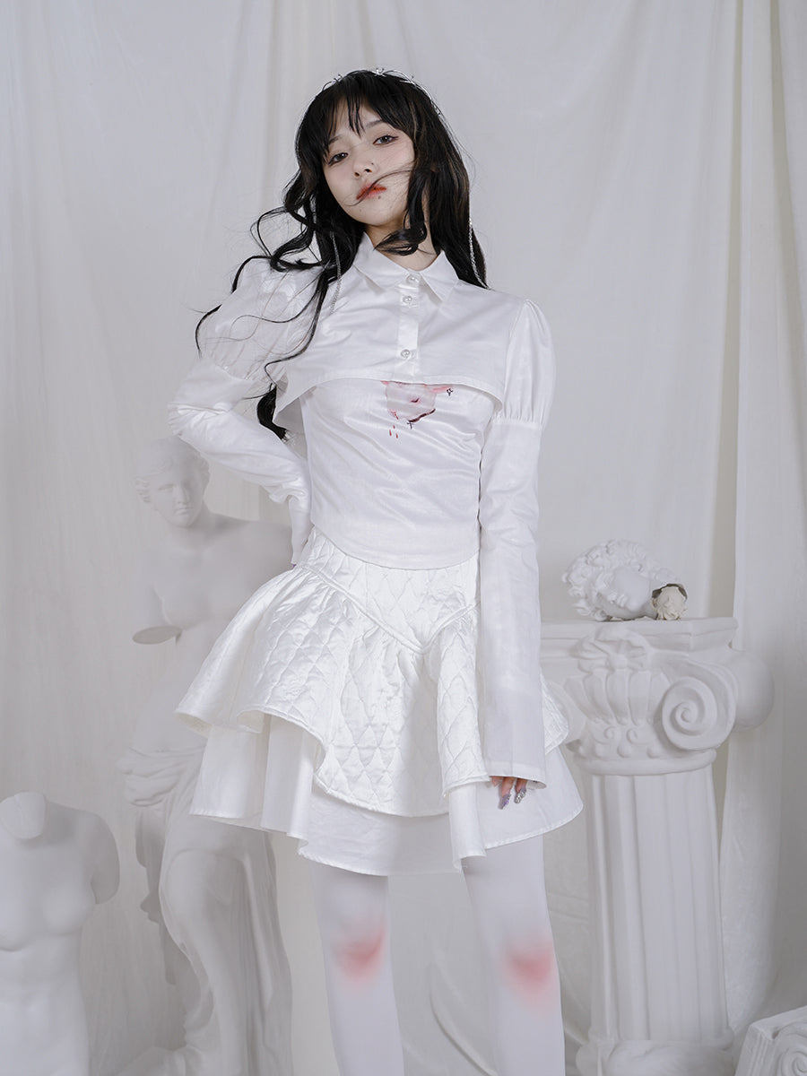 Quilting Embroidery Layered Lolita Gothic Short-Skirt
