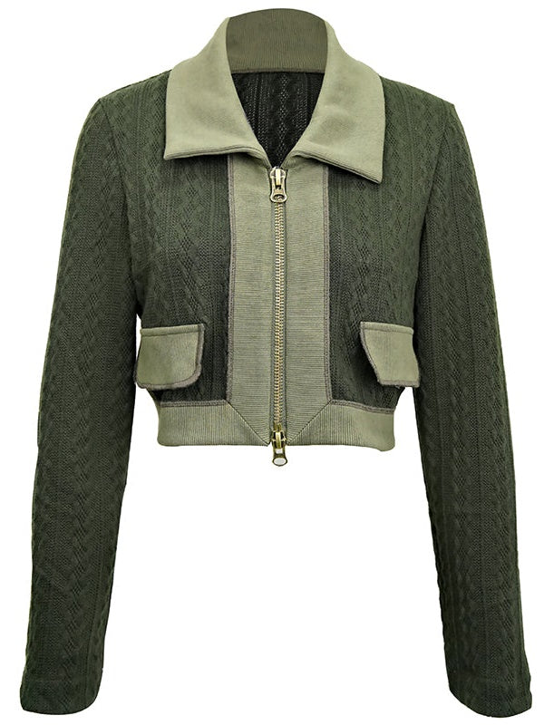 짧은 트위스트 뜨개질 재킷