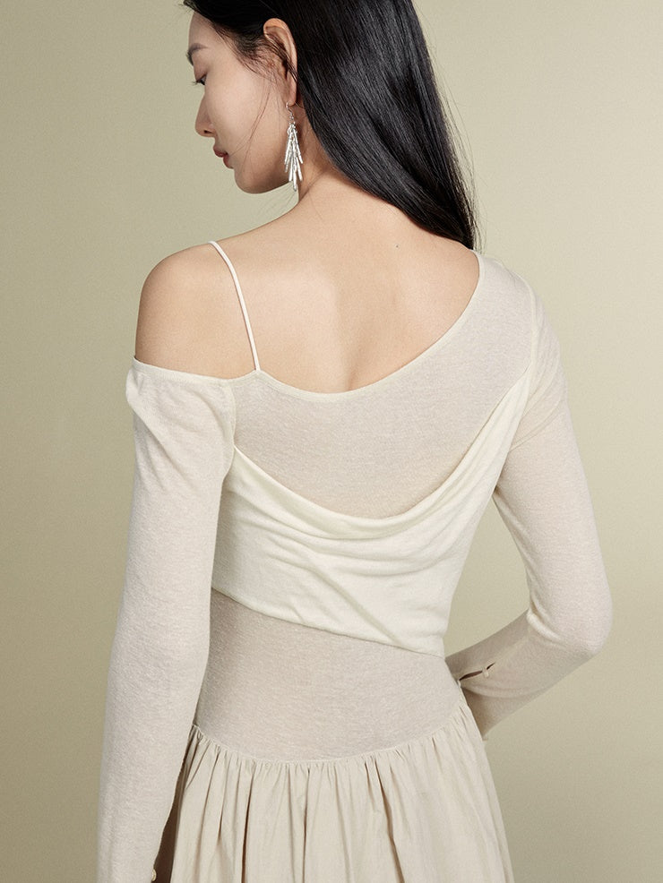 반 끈이없는 니트 원피스