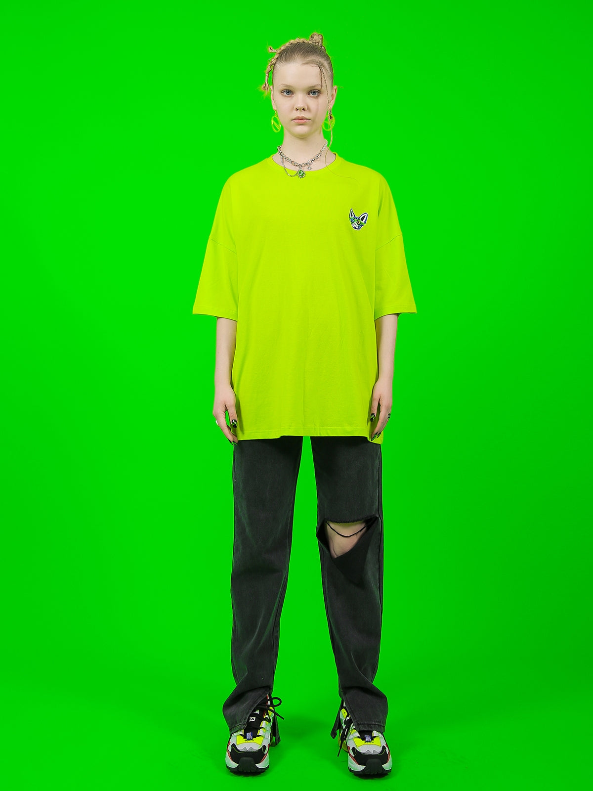 개 OnePoint 오버 사이즈 캐주얼 T 셔츠