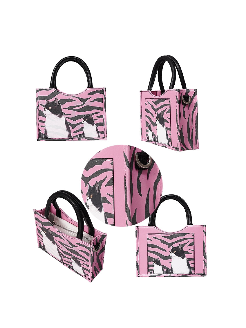Leopard & Cat Small Square Bag