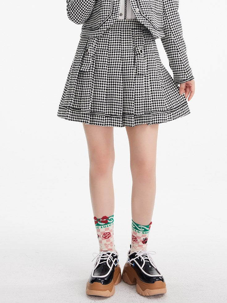 Plaid Short Pleats Skirt