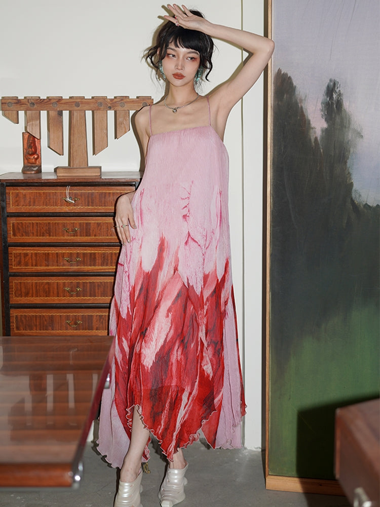 넥타이 염색체 느슨한 서스펜더 드레스