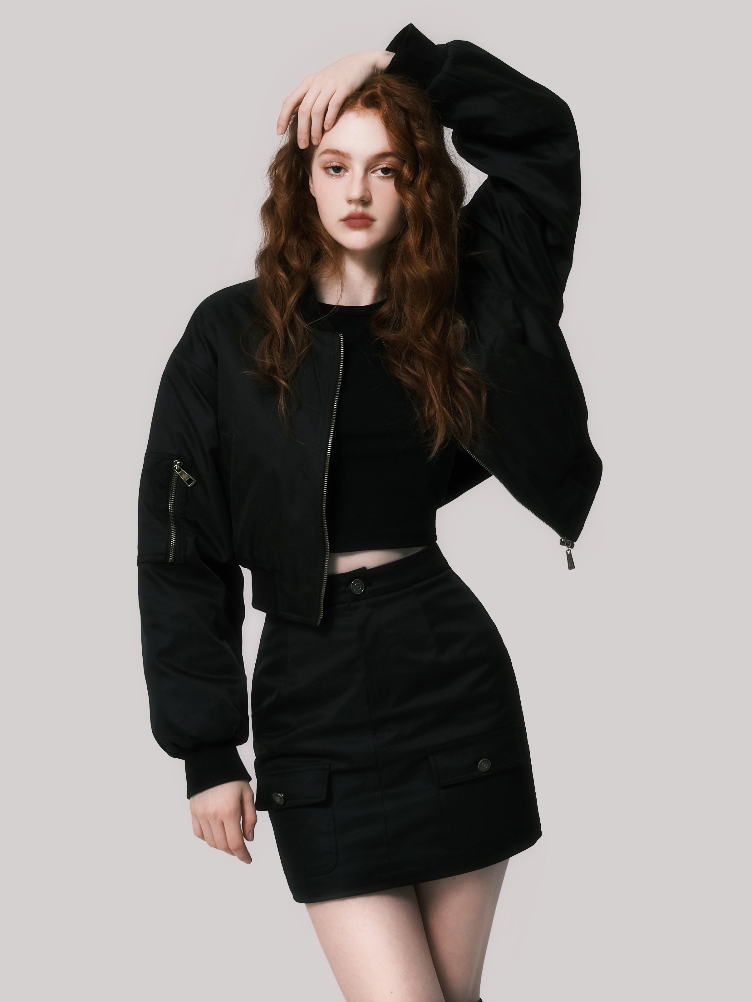 Jacket et jupe courte de baseball matelassé