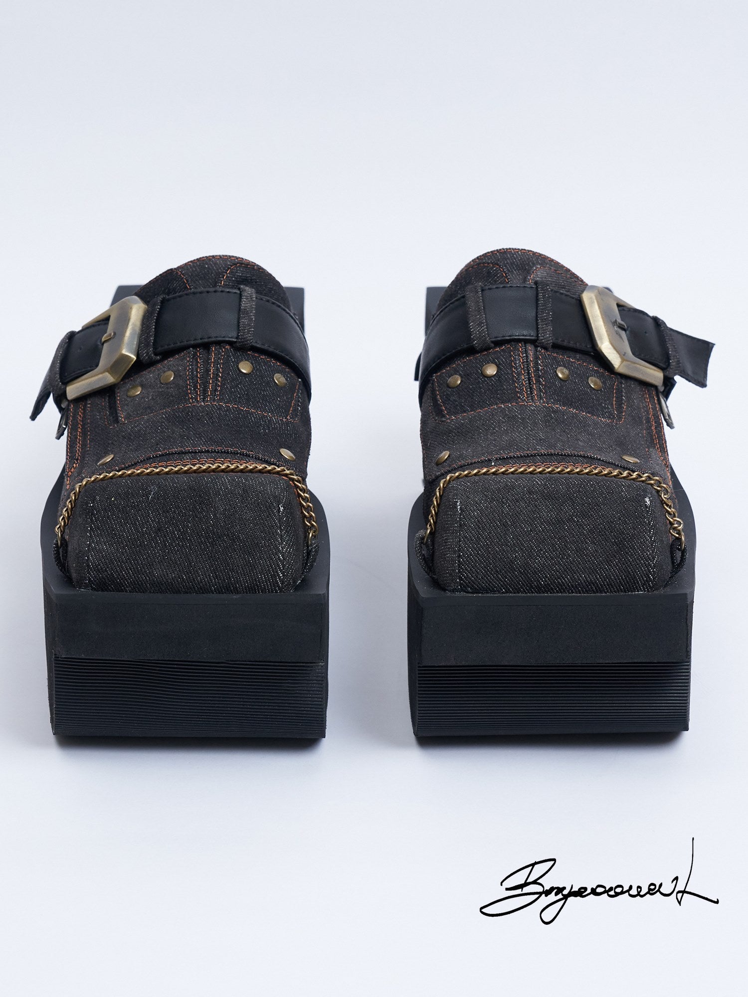 Can platform denim sandals