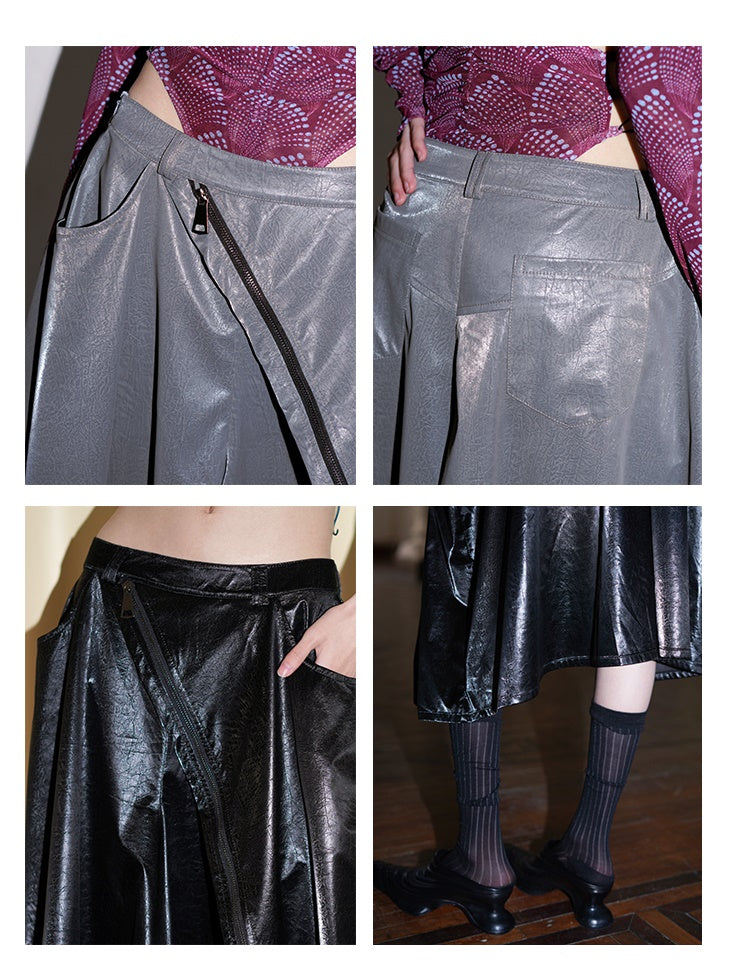 PU Leder asymmetrische Weitbein-Culottes