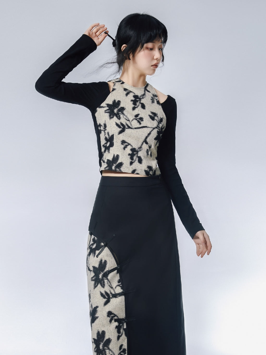 Flower Retro Unique Tight OPNE-SHOULDER CUTSEW