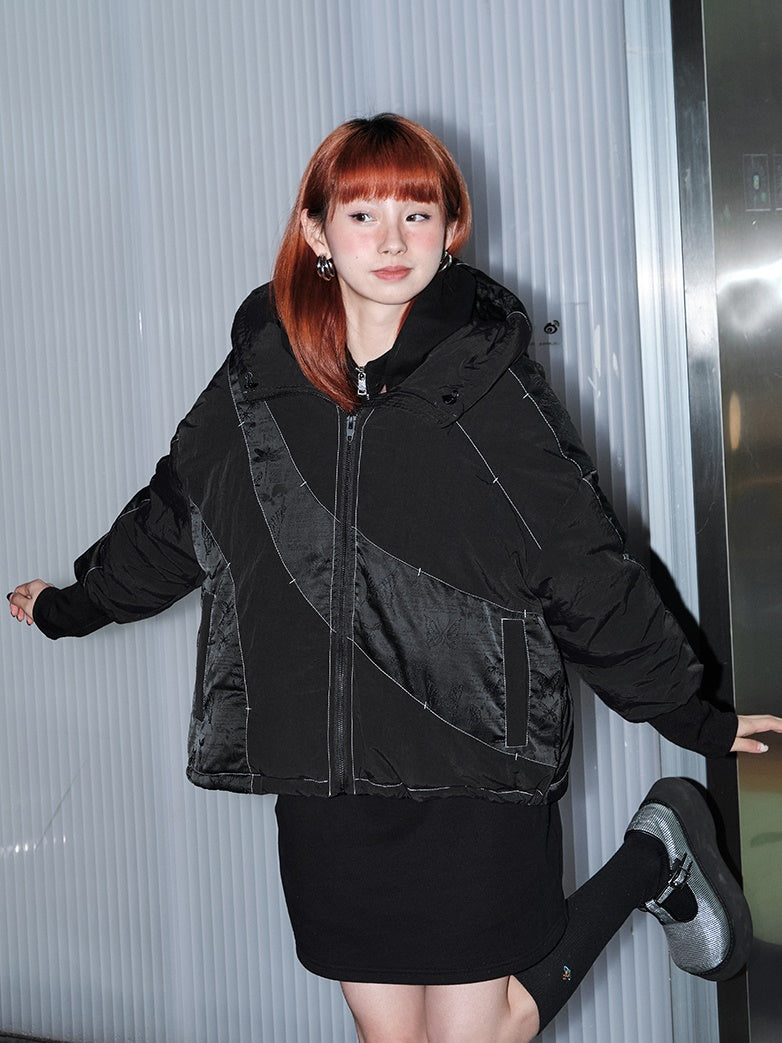 Schmetterlingstextur kurz Down Jacke