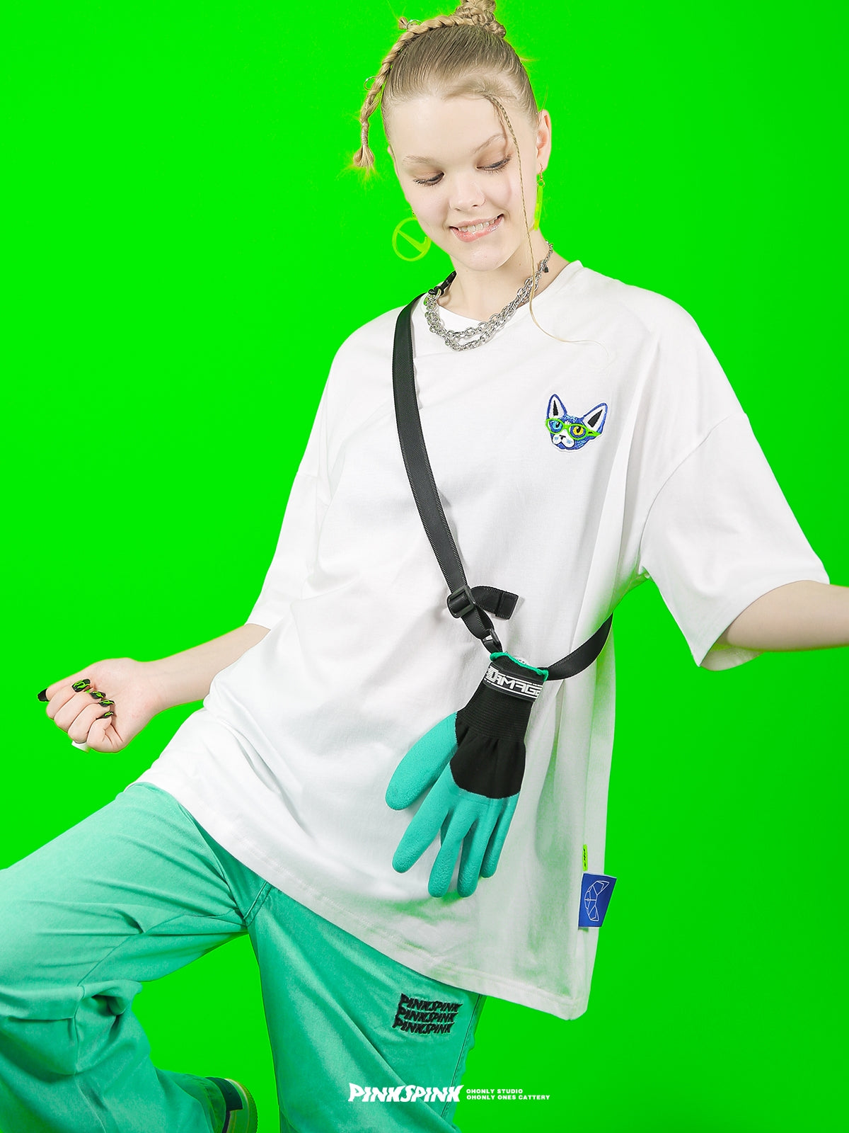 개 OnePoint 오버 사이즈 캐주얼 T 셔츠