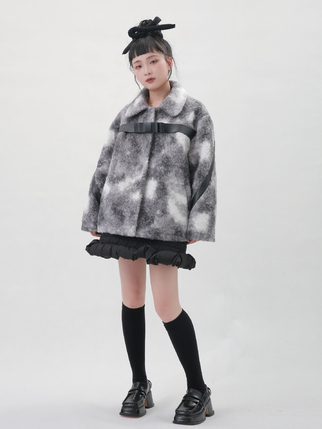 Tie-dye Boa Water-color Belt Jacket