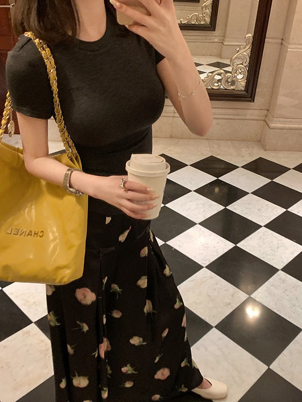 Dehnen Sie die grundlegende kurzarmige T-Shirt mit schlankem T-Shirt