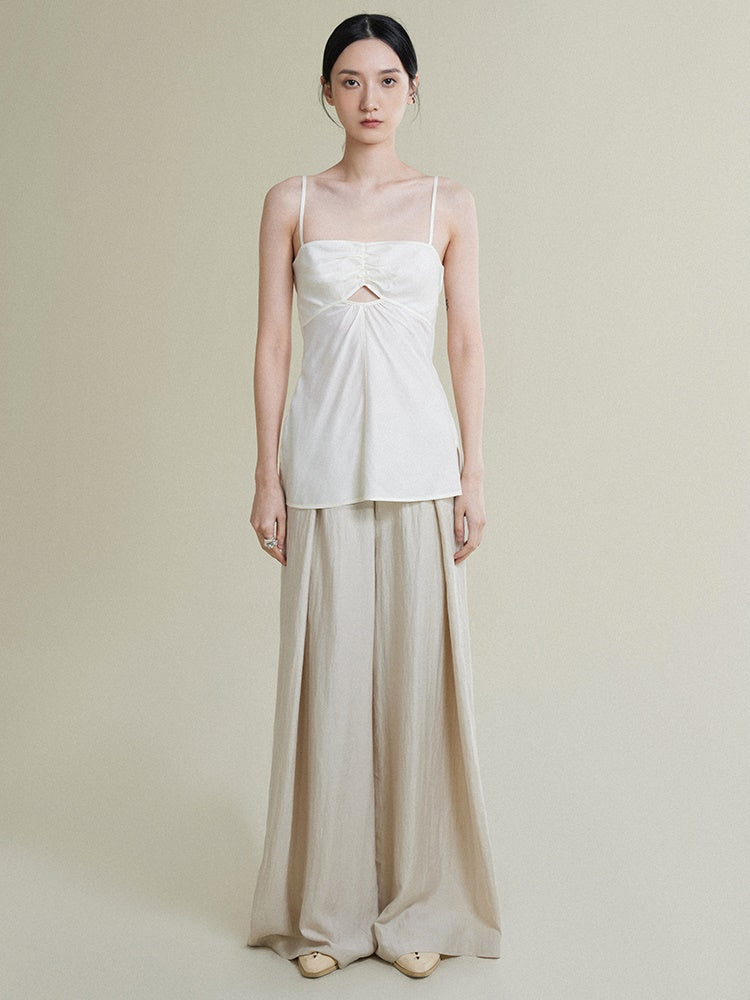 High-Low Drop Waist Wide-Leg Pants