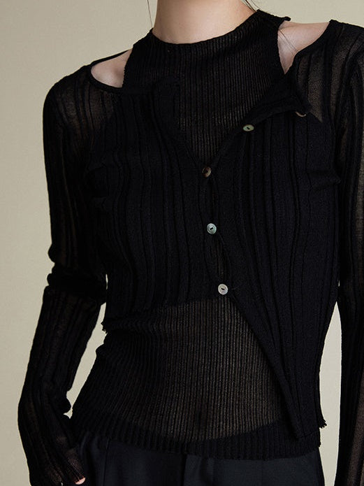 Short Vest & Cardigan TWO-PIECE Set