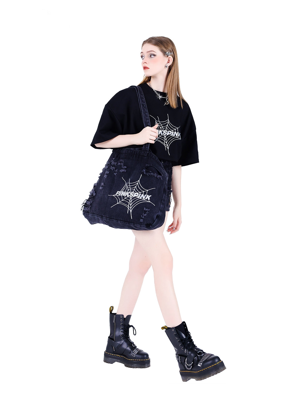 거미 Y2K 데님 백