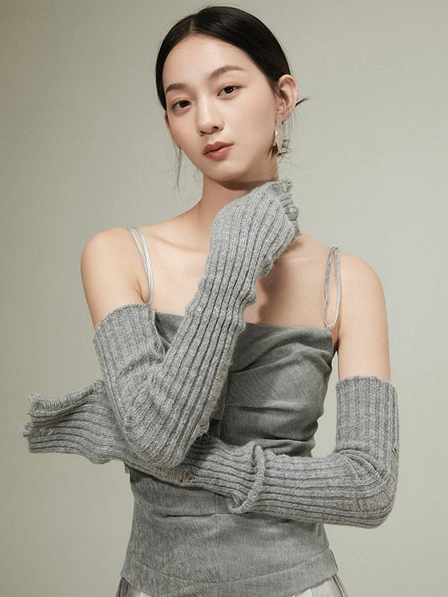 Hole Knit Long Arm Warmer