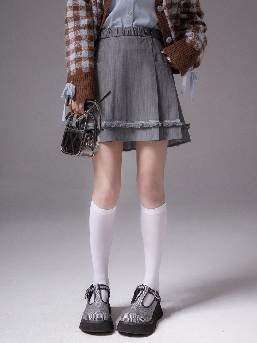 주름 잡은 프린지 스커트