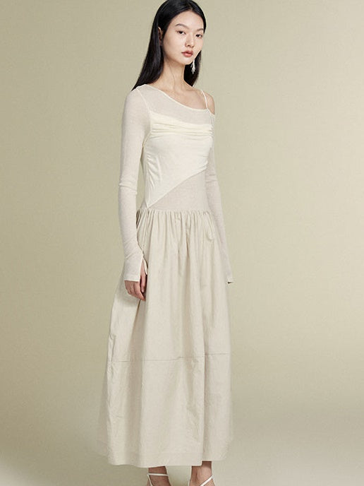 반 끈이없는 니트 원피스