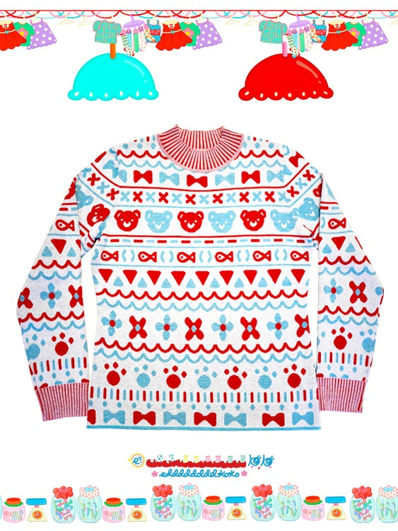 머리를 날씬한 니트 스웨터