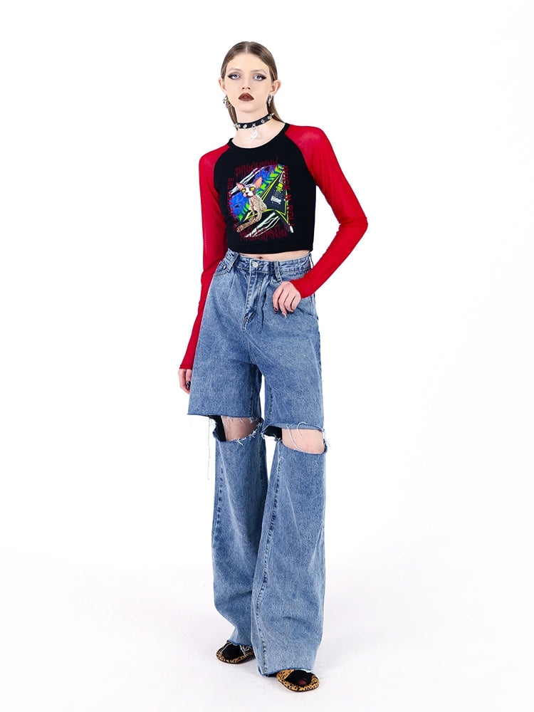 T-Shirt mit Maschenhülsenboden