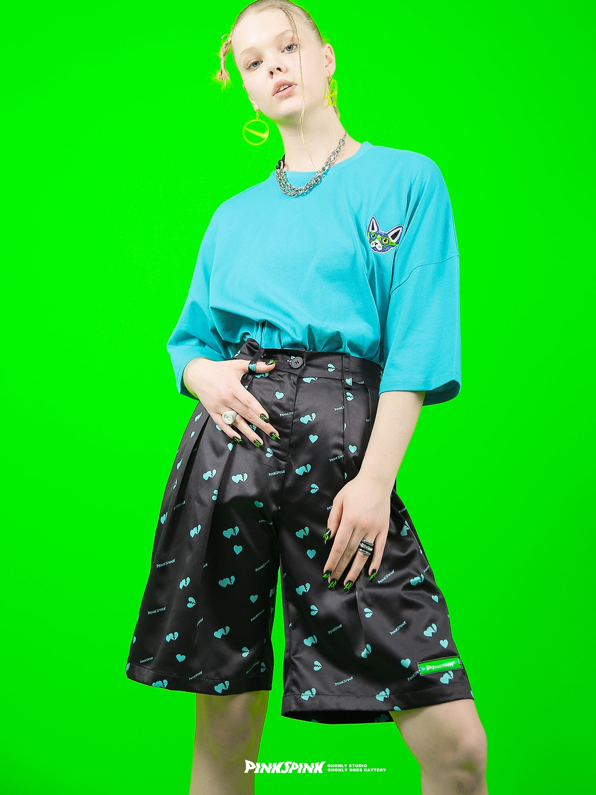 개 OnePoint 오버 사이즈 캐주얼 T 셔츠