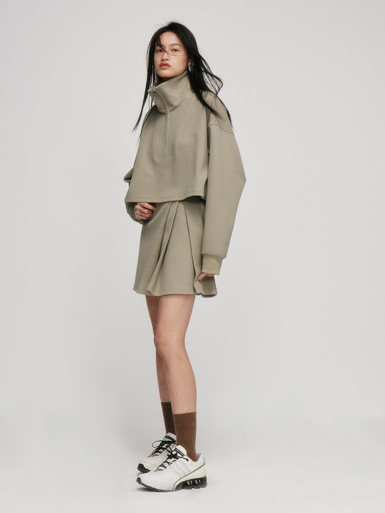 Racer-PLEATED A-LINE SKIRT