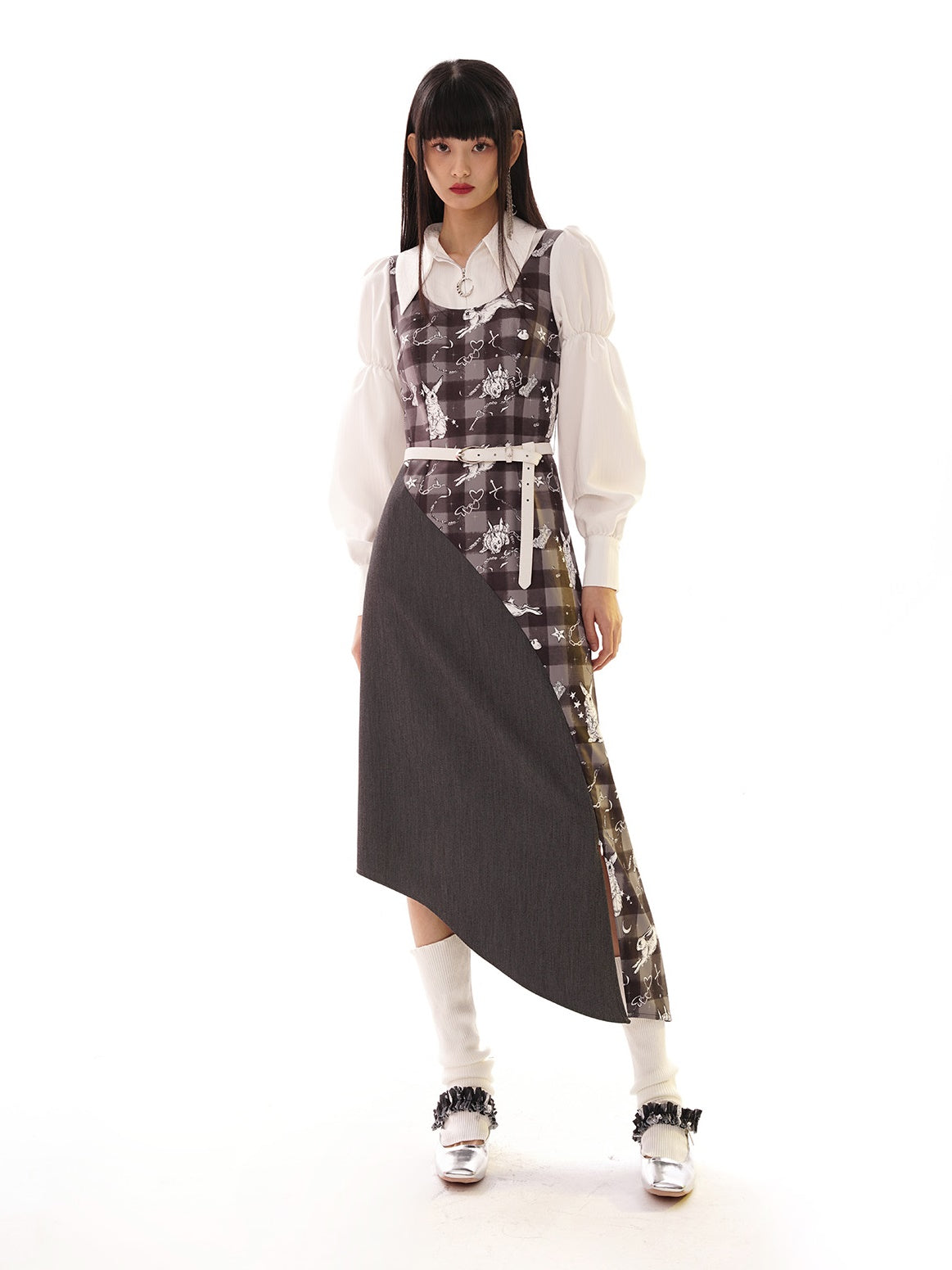 Double Wrap Apron Dress IRENE - ワンピース