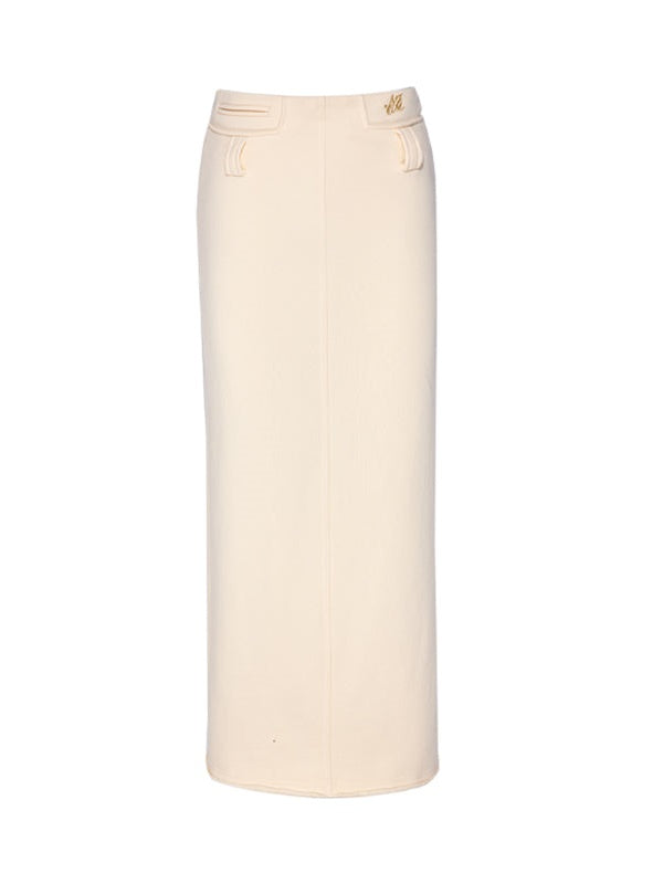 Short Casual Jacket & Slit Long Skirt