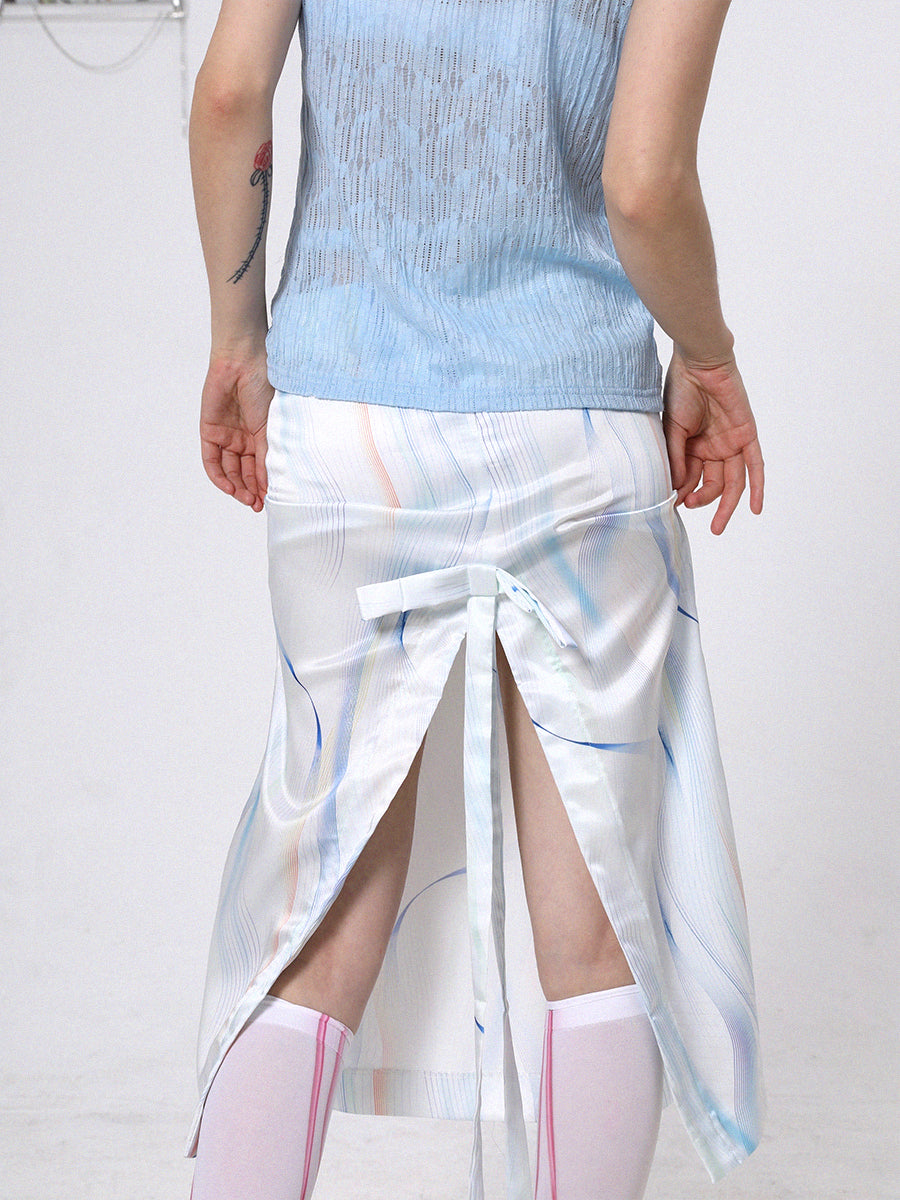 백 슬릿 수색 긴 니치 스커트